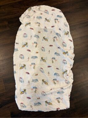 LouLou Lollipop Crib Skirt Train Print Bamboo Nursery Bedding